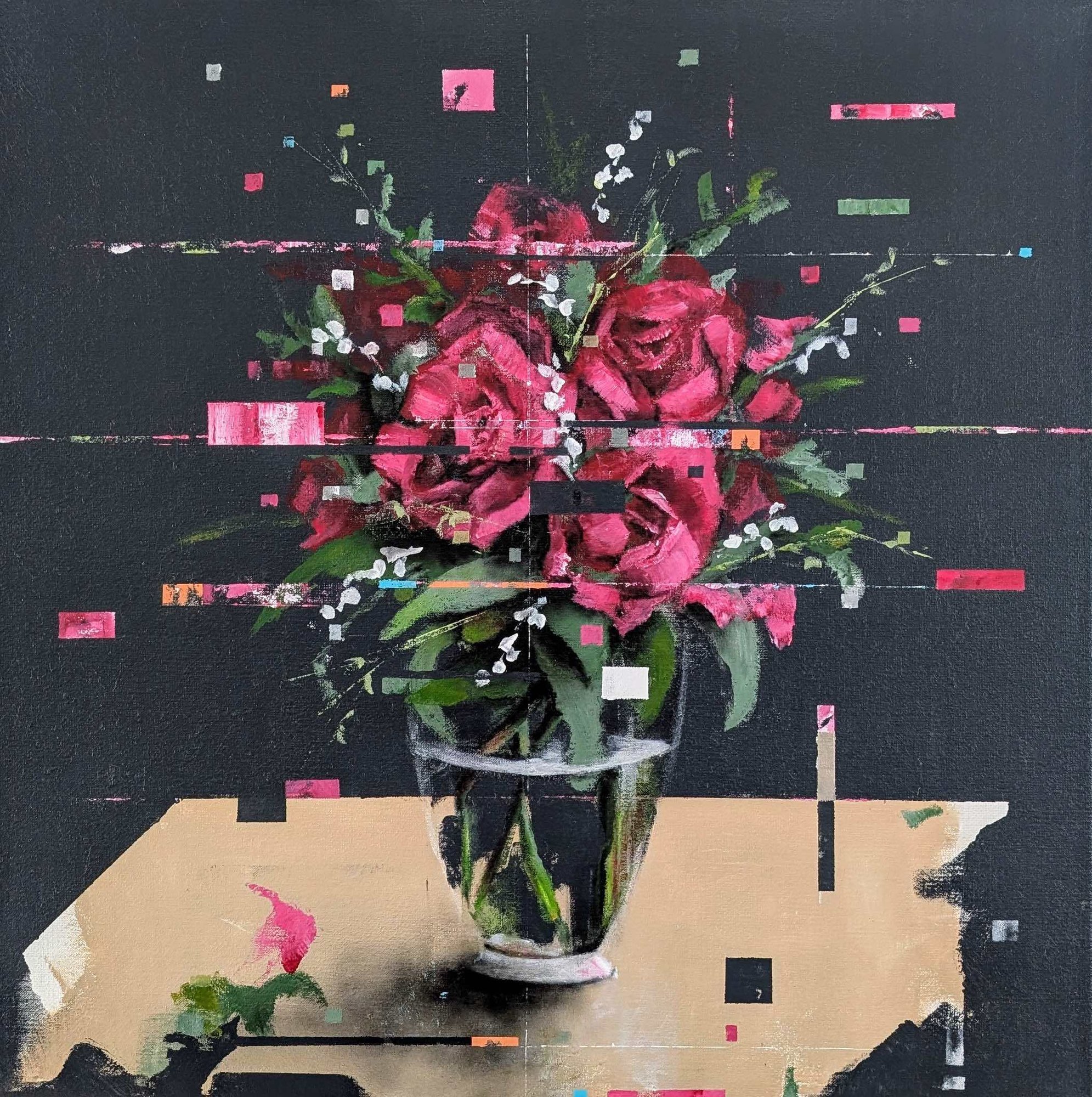 Georg Pummer_Glitch Flowers__Acrylic on Canvas_80x80cm