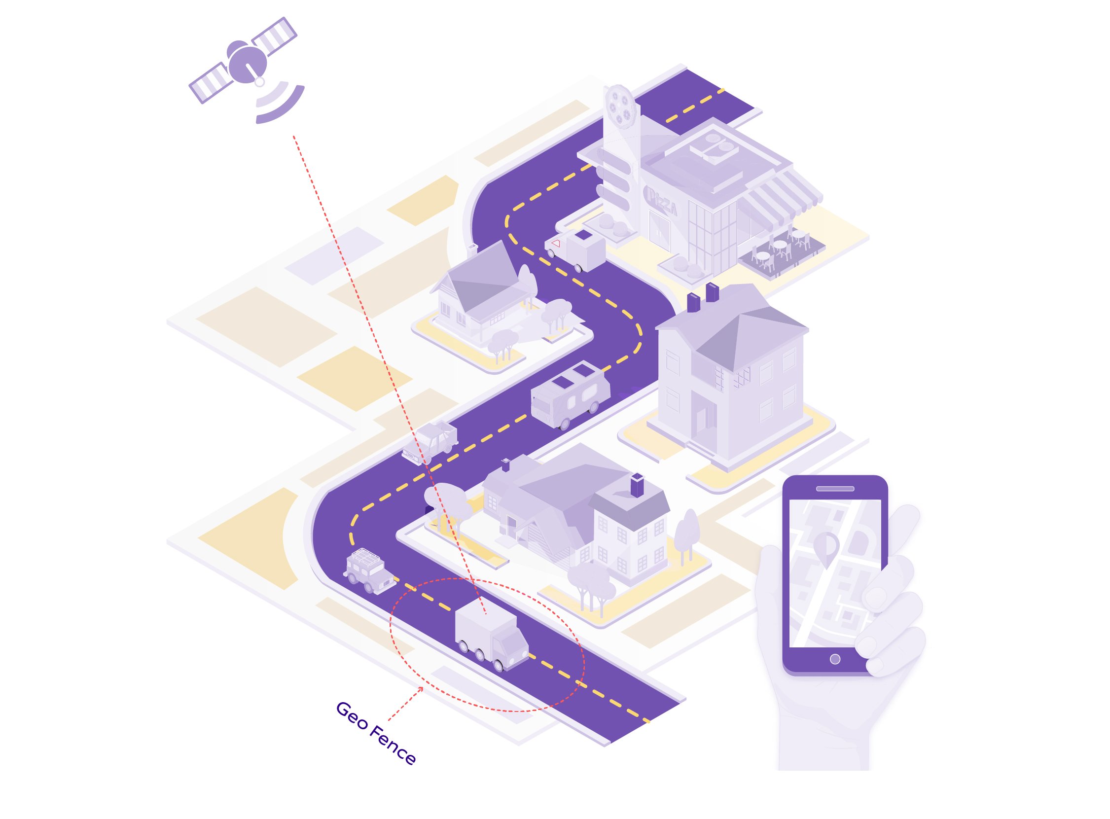 An illustration depicting how geofencing technology works