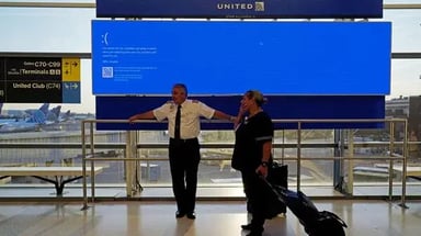 Microsoft CrowdStrike outage on the airport dashboards.