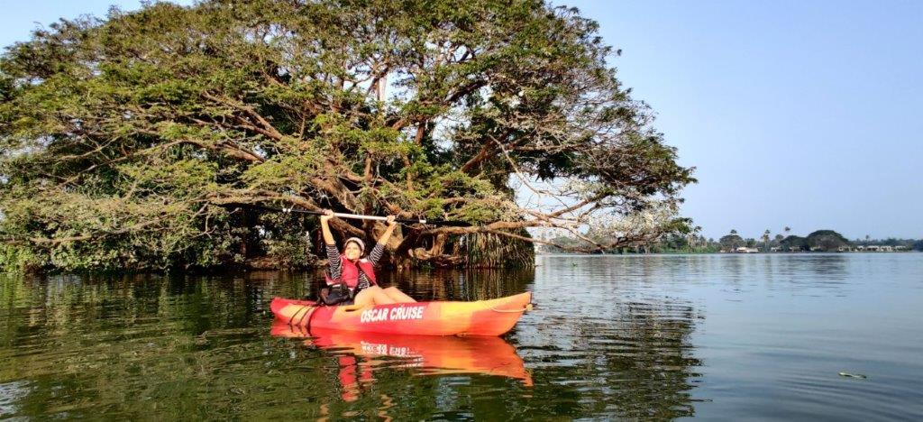 Starting the day in the backwaters of Kerala