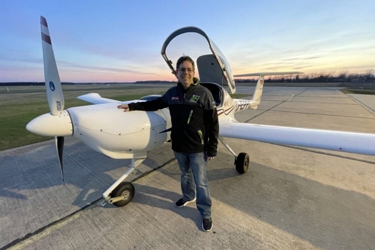 Stefan posing just before his flying lessons