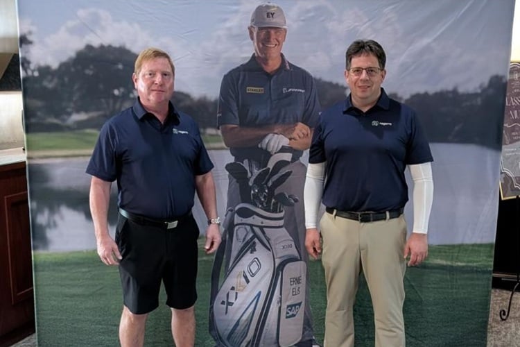 Stefan with a fellow Nagarrian playing the ELS for Autism golf tournament as part of the SAP Connect 2025 event in Las Vegas