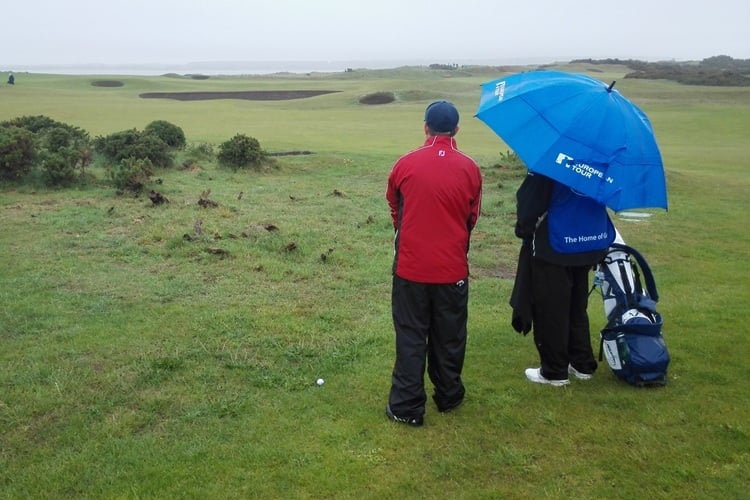 Stefan with a partner during a golf match