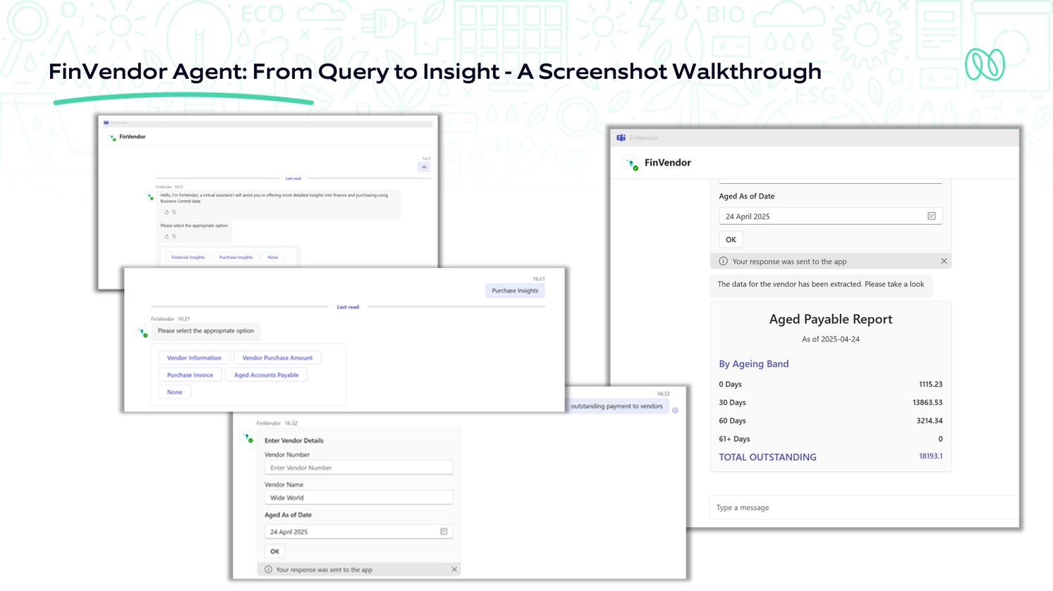 FinVendor Agent: from query to insight - a screenshot walkthrough