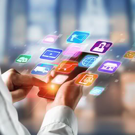 phone displaying ecommerce icons_QuickStart eCommerce Brochure