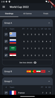 Nagarro FIFA World cup app _ Standings tab_Flutter