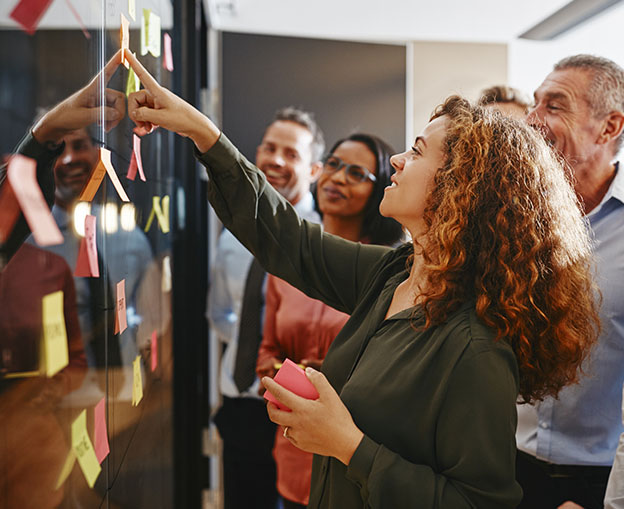 Continuous Improvement: Group of people looking at tasks