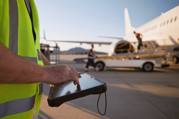 Airport staff checking airside operations