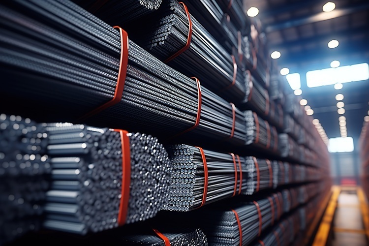 Aluminum rods in warehouse
