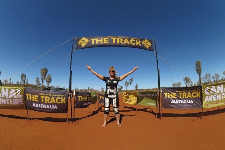 At the finish line of the 530 km THE TRACK Outback ultramarathon in Australia
