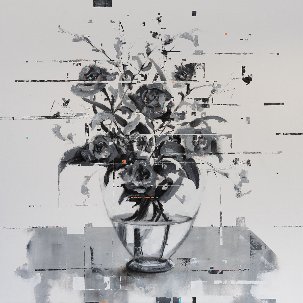 Georg Pummer_Glitch Flowers 2_140x140cm_acrylic on canvas
