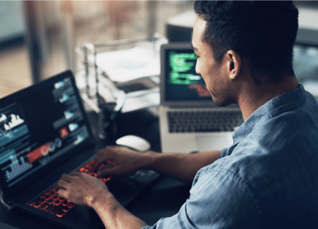 Man working on a computer