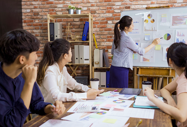 A team working the data outcomes of the project.