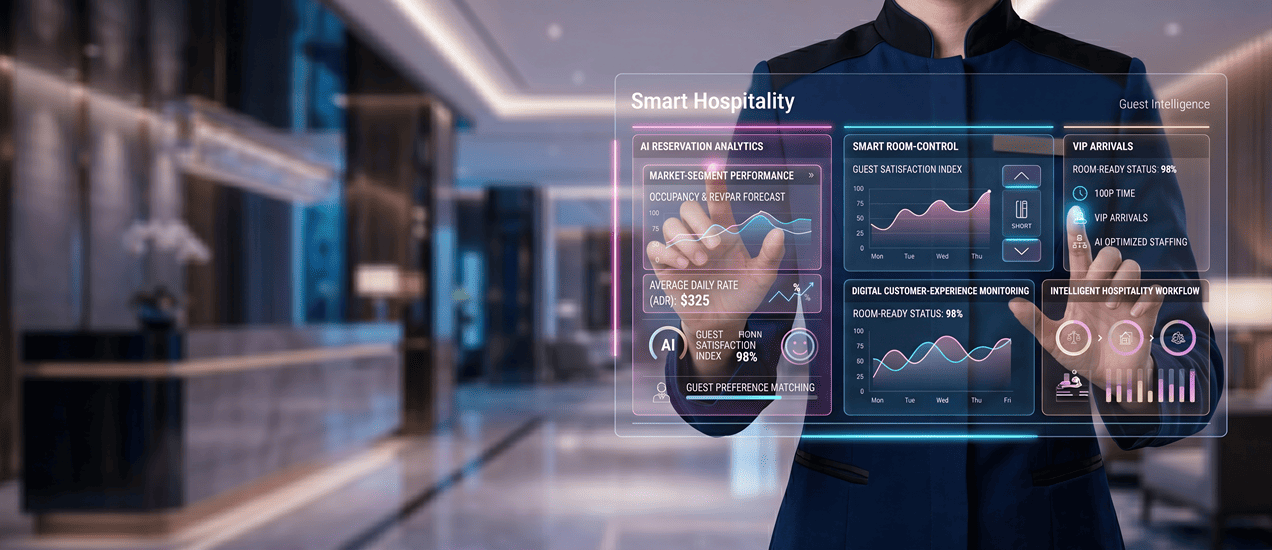 Hand of a lady navigating an AI interface in hospitality_d