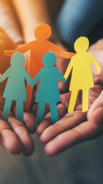 Hands holding Paper Cutout Symbolizing of people