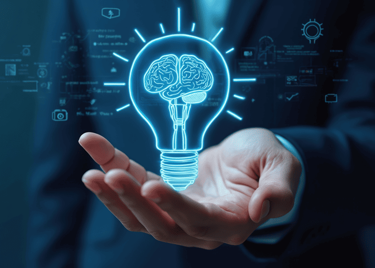 Light bulb with brain depicting process intelligence_m