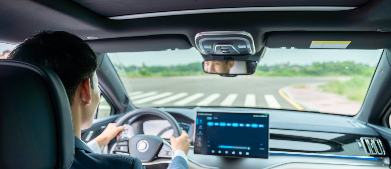 Man driving a car