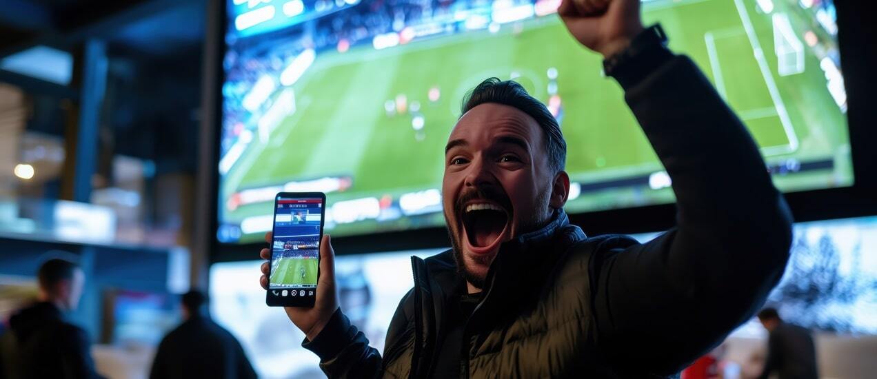 Man celebrating at a sports event