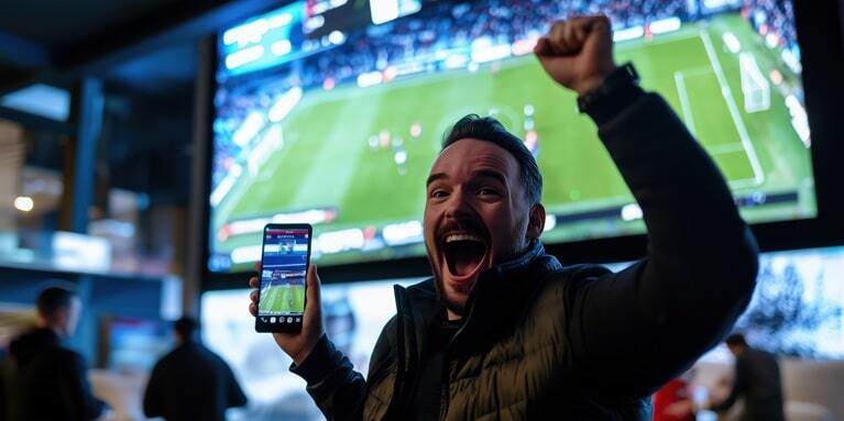 Man celebrating at a sports event