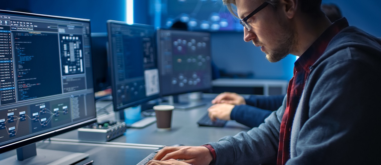 A man working on his computer