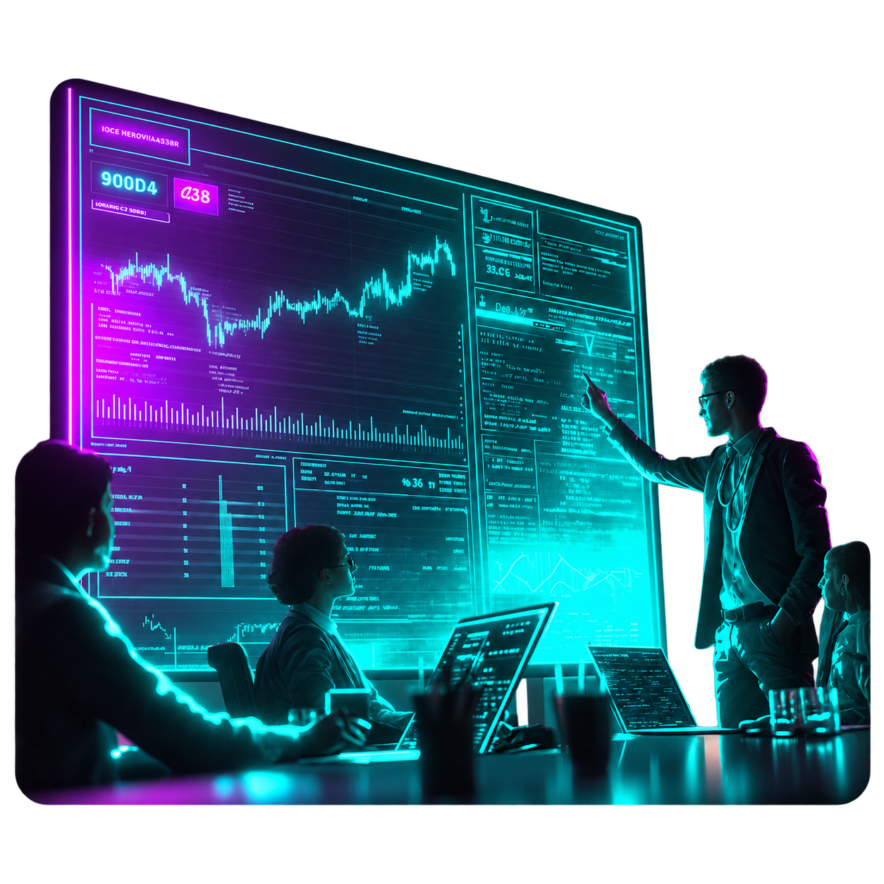 Neon Cyberpunk Tech Briefing Room