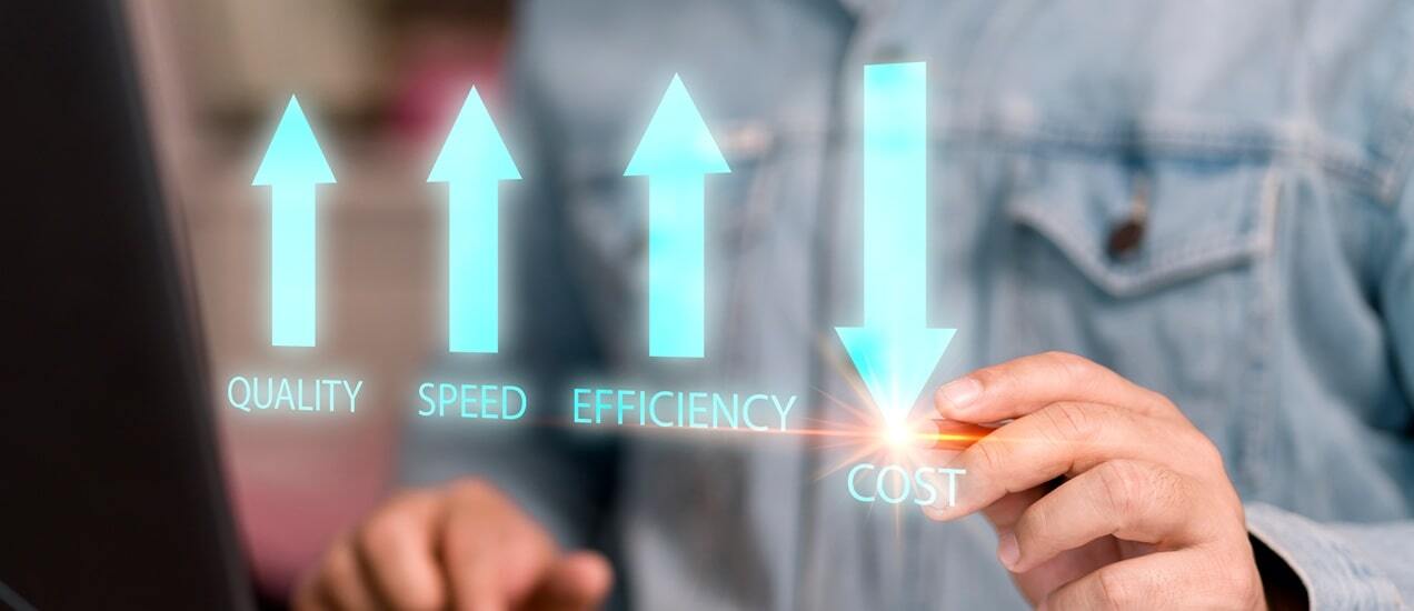 Performance concept of increase quality, speed, efficiency and reduce cost