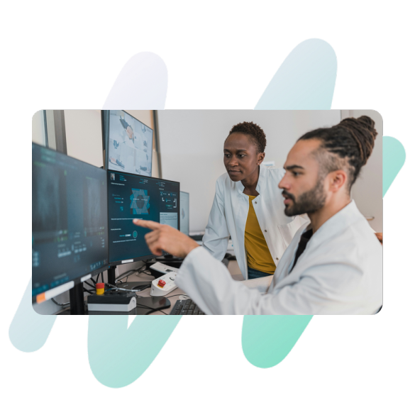 Medical professionals seeing results on laptop