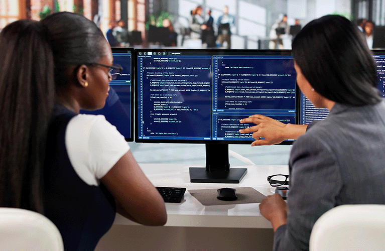 Agile Software Engineer Guides Diverse Team Coding Secure Applications Online.