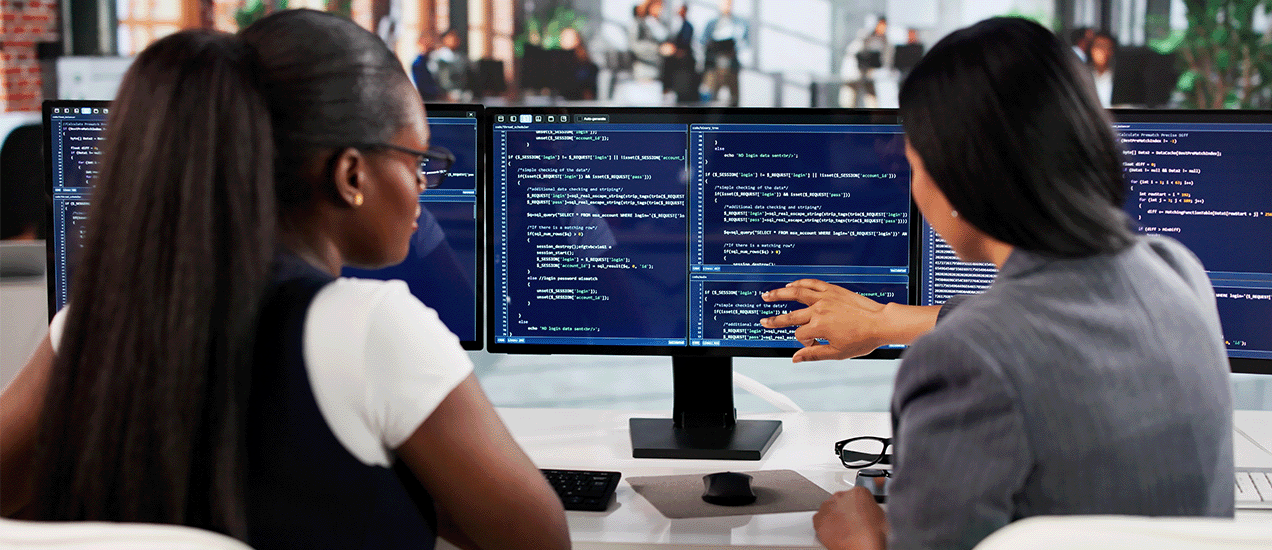 Agile Software Engineer Guides Diverse Team Coding Secure Applications Online.