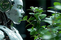ai robot and green plants