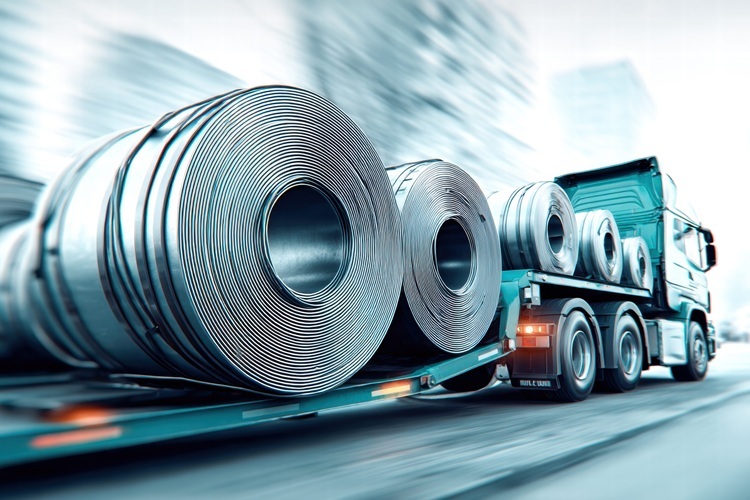 Steel coils transported on a truck to depict supply management in mill industry