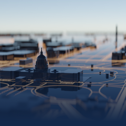 Washington DC hi-tech smart city background. 3D rendering