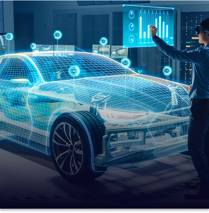 Wireframe rendering of a car